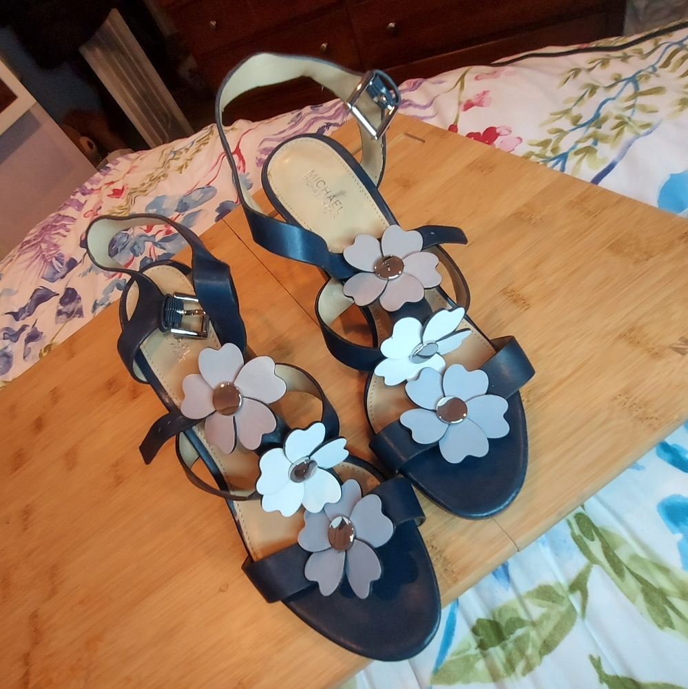 Michael Kors Blue Flower Dress Sandals